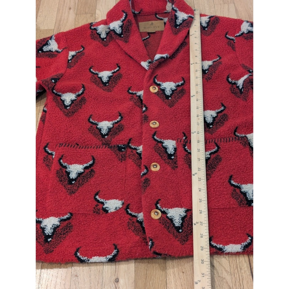 Vintage Barn Fly Bronco Bull Fleece Cardigan Jacket Small Ranch Western Red S - Picture 4 of 16